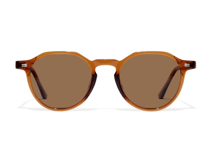 Brown round sunglasses - unisex - asian fit low bridge fit sunglasses