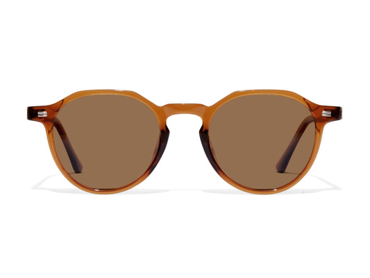 Brown round sunglasses - unisex - asian fit low bridge fit sunglasses