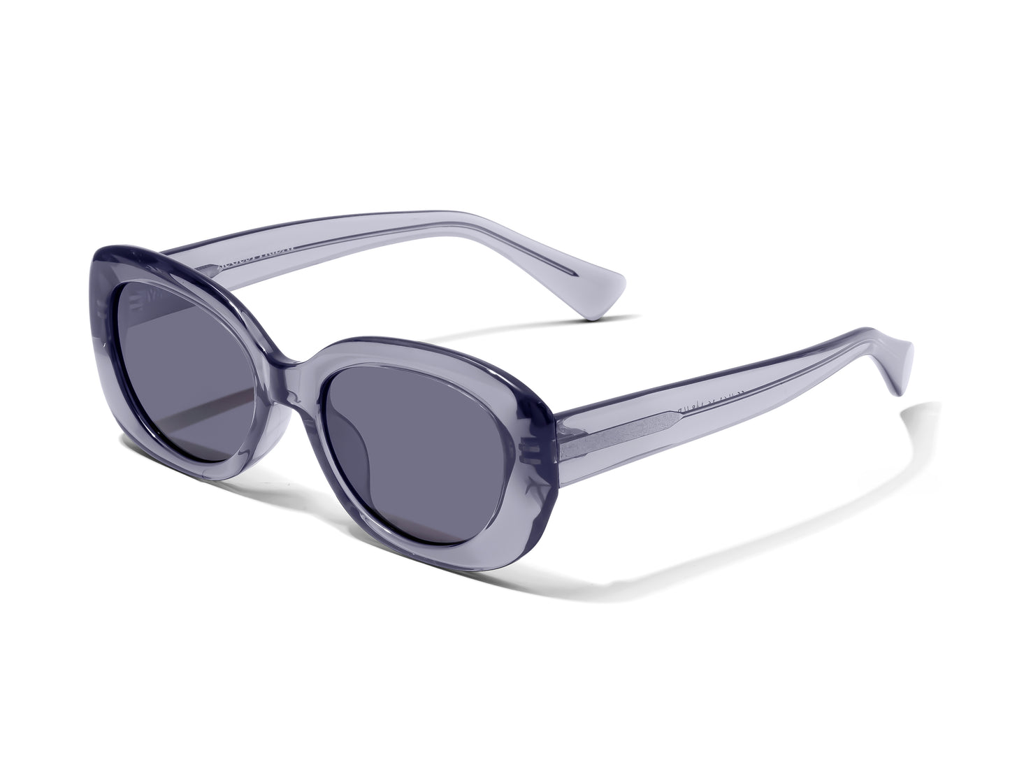 Translucent Grey Rounded Rectangle Frame. Slighlty oversized, thick frames. Asian fit low bridge fit sunglasses