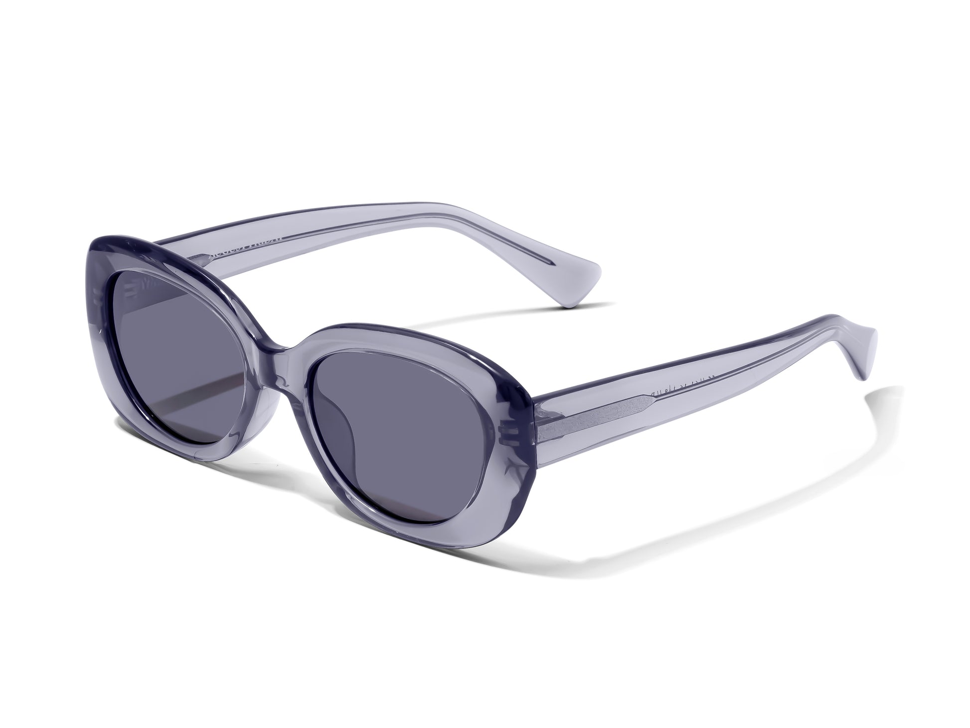 Translucent Grey Rounded Rectangle Frame. Slighlty oversized, thick frames. Asian fit low bridge fit sunglasses