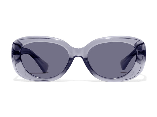 Translucent Grey Rounded Rectangle Frame. Slighlty oversized, thick frames. Asian fit low bridge fit sunglasses